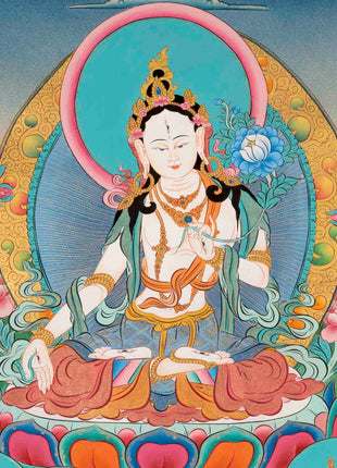White Tara Thangka Painting | Religious Buddhist Art | Wall Decors