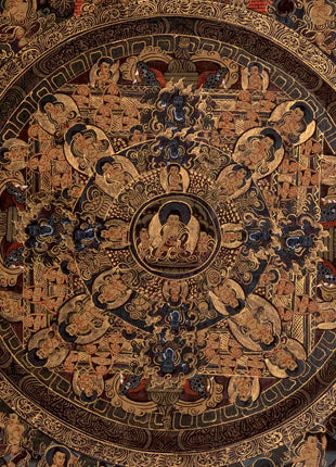 Dark Themed Shakyamuni Buddha Mandala | Wall Hanging