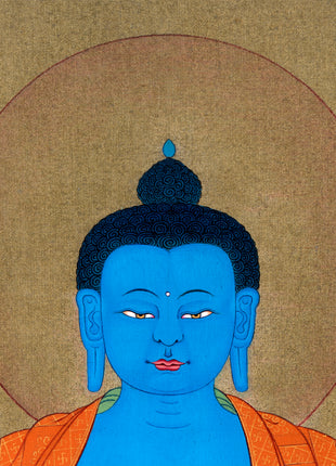 Medicine Buddha Thangka, Hand Painted Tibetan 24K Gold Thangka Painting