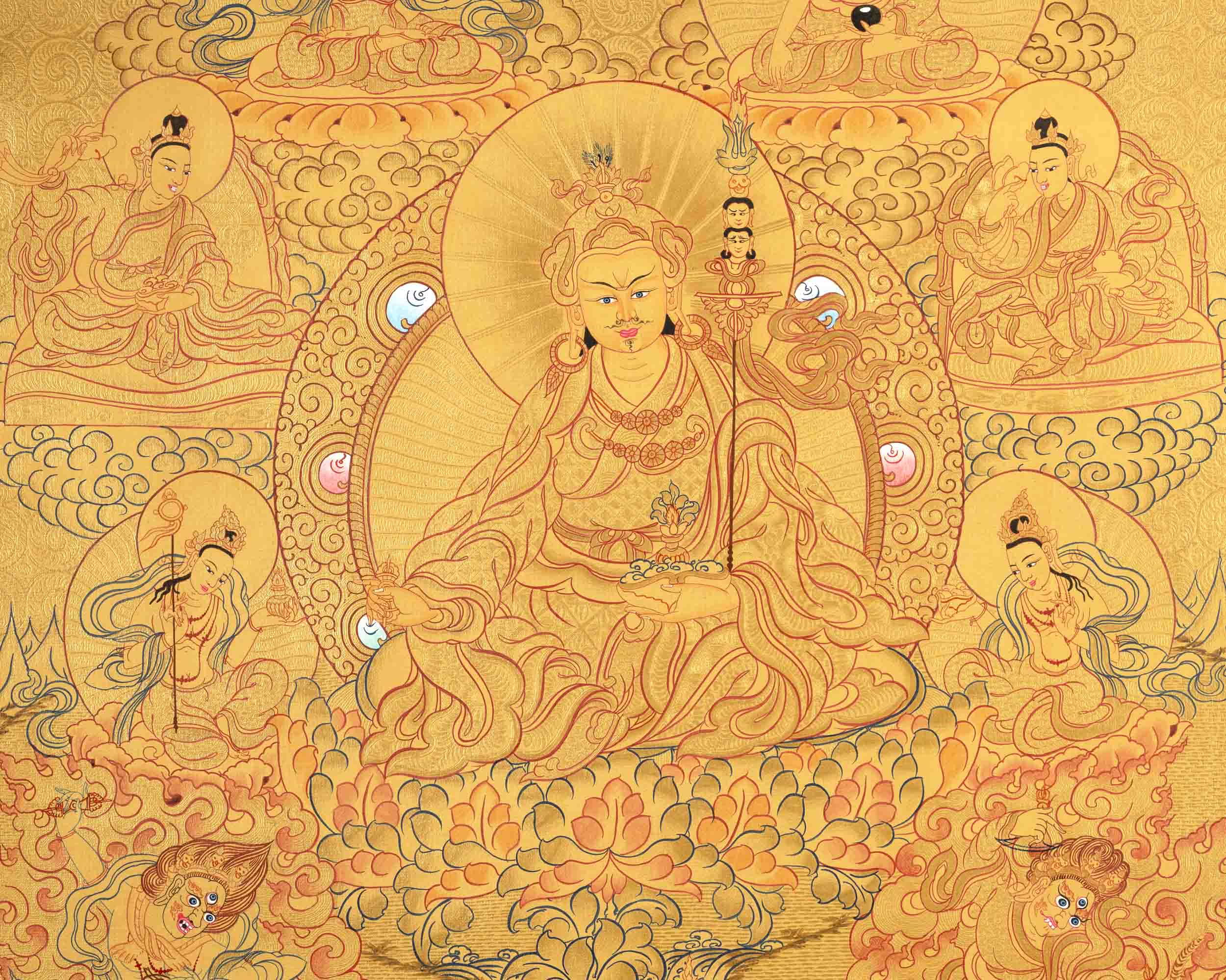 Guru Rinpoche Thangka | Hand Painted Buddhist Art | Wall Decors