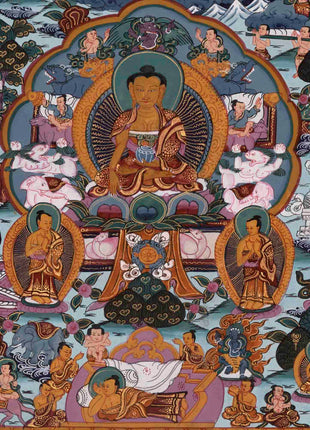 Shakyamuni Buddha Life Story | Religious Buddhist Thangka | Wall Decors