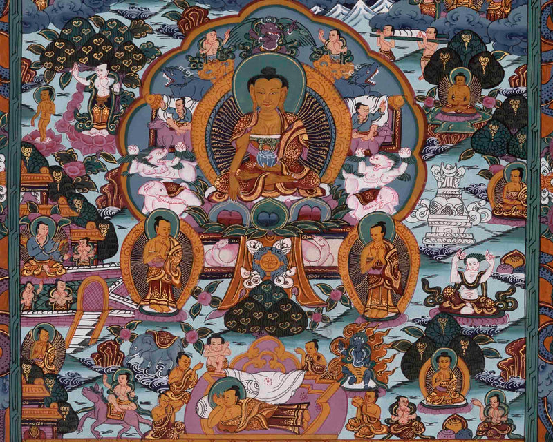 Shakyamuni Buddha Life Story | Religious Buddhist Thangka | Wall Decors