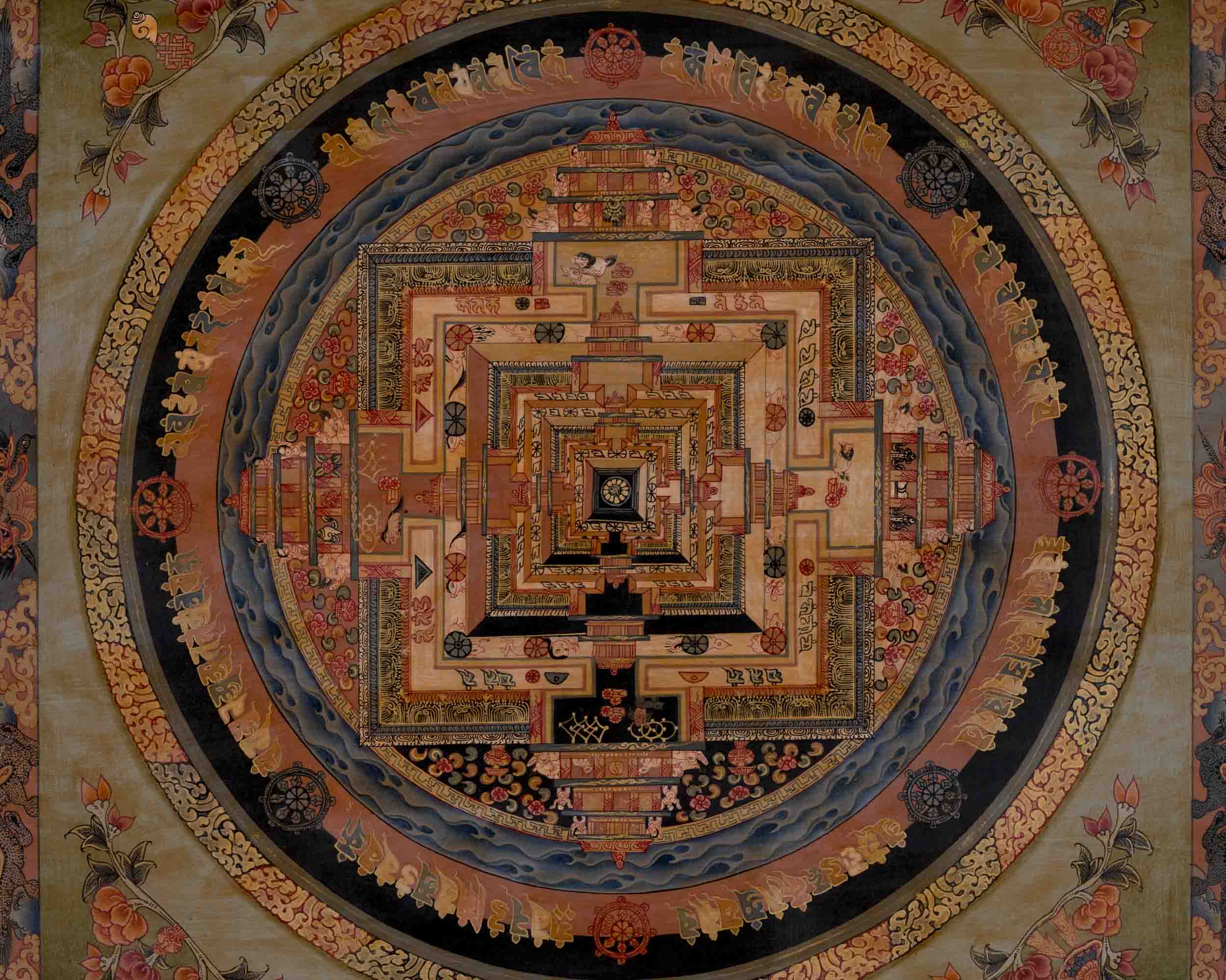 Handpainted Kalachakra Mandala | Traditional Tibetan Thangka | Wall Decors