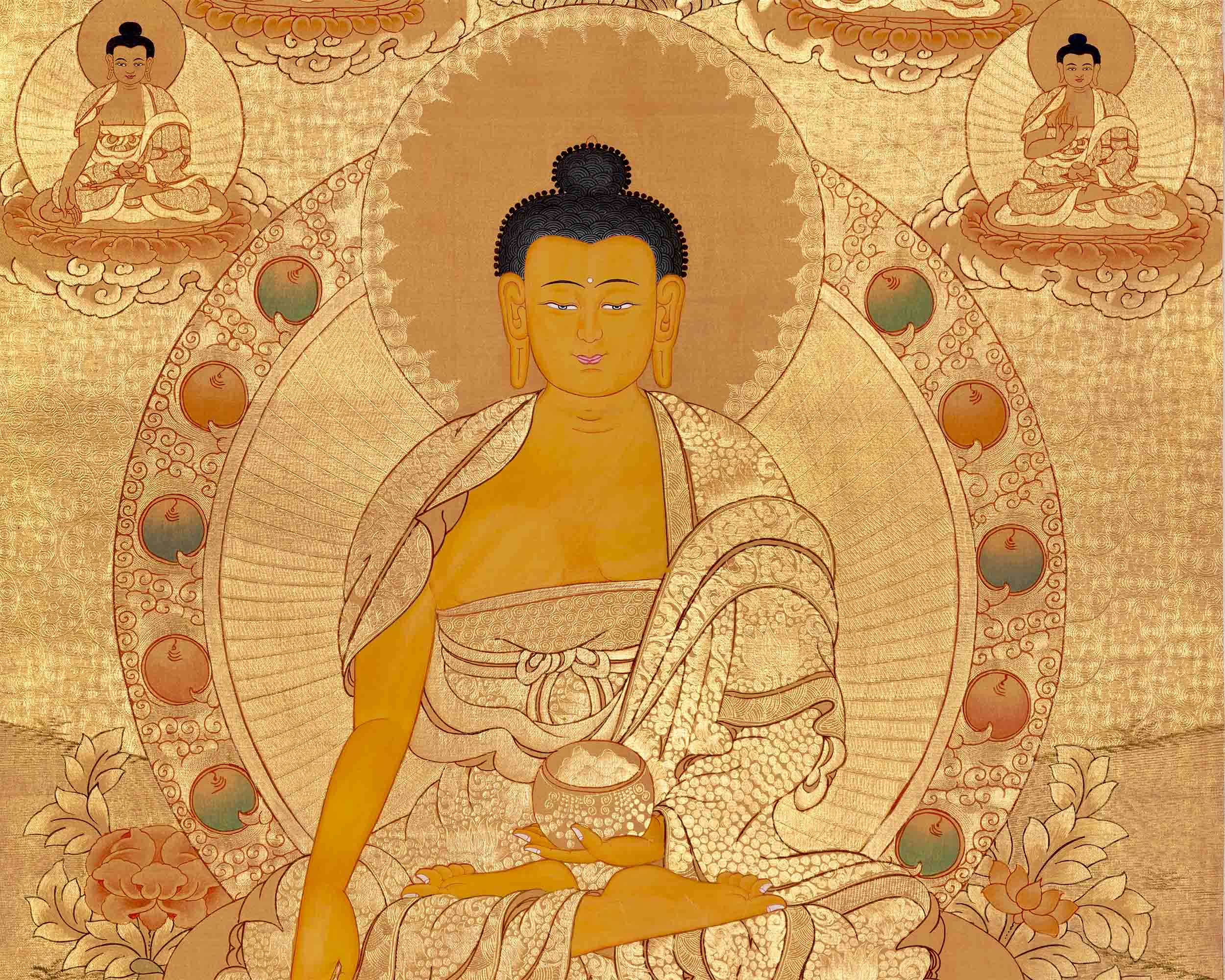 Gold Style Shakyamuni Buddha Thangka |  Zen Buddhism