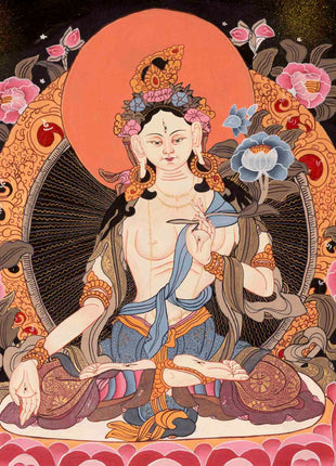 White Tara Thangka | Traditional Tibetan Art | Wall Decors