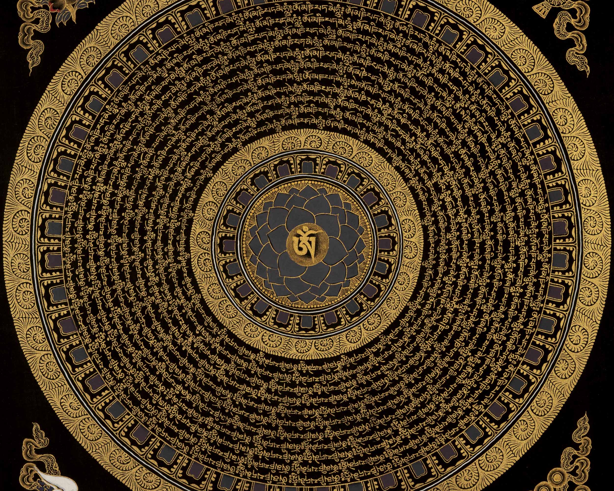 Buddhist Mantra Mandala | Religious Thangka Painting | Wall Decoration
