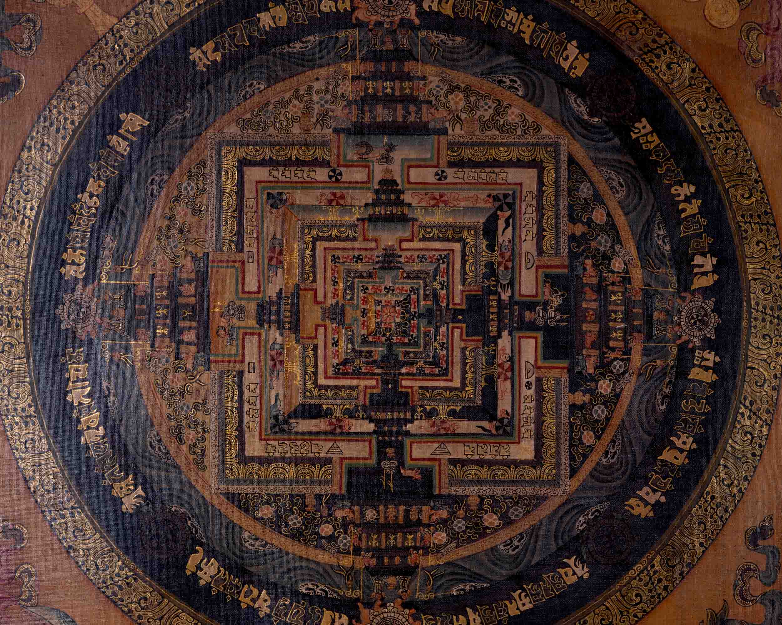 Oil Varnished Kalachakra Mandala | Traditional Tibetan Thangka | Wall Decors