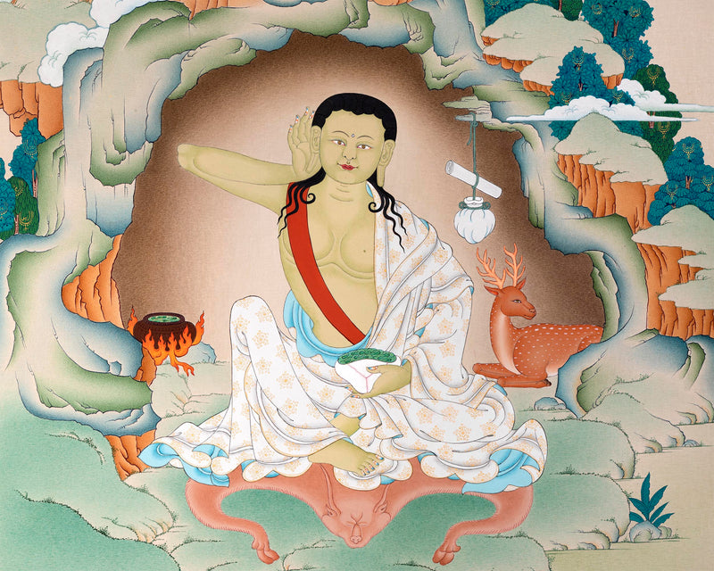Milarepa Thangka | Tibetan Buddhist Master Painting