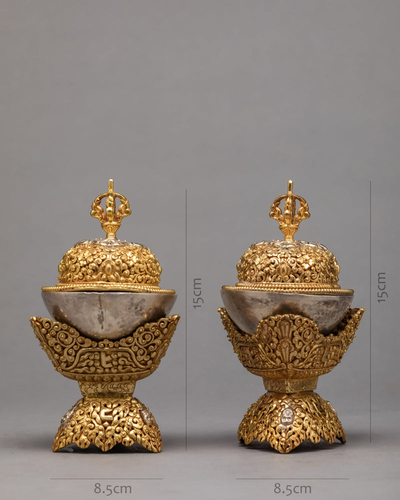 Gold Plated Kapala Set | Buddhist Ritual Items