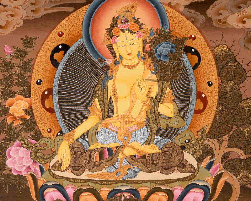 White Tara Thangka | Buddhist Artwork | Wall Hanging Decors