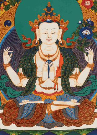 Bodhisattva Avalokitesvara Thangka | Handpainted Religious Painting