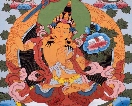 Vintage Manjushree Thangka | Traditional Tibetan Artwork | Wall Decors