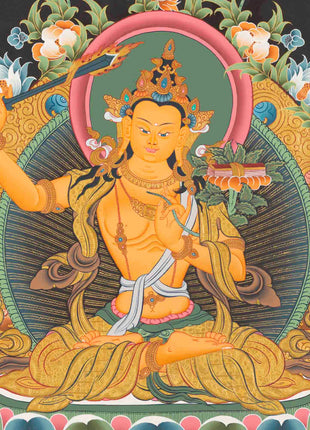 Manjushree Thangka Painting | Bodhisattva Of Wisdom | Religious Decors