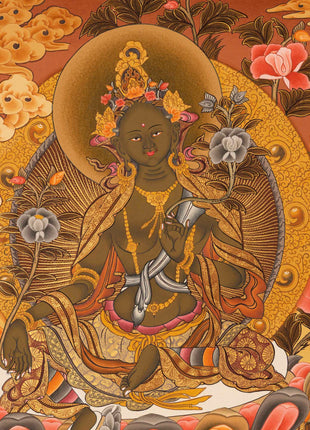 Religious Green Tara Thangka | HandPainted Wall Hanging Thangka