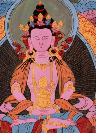 Vintage Amitayus Buddha Thangka | Religious Buddhist Art | Wall Decors
