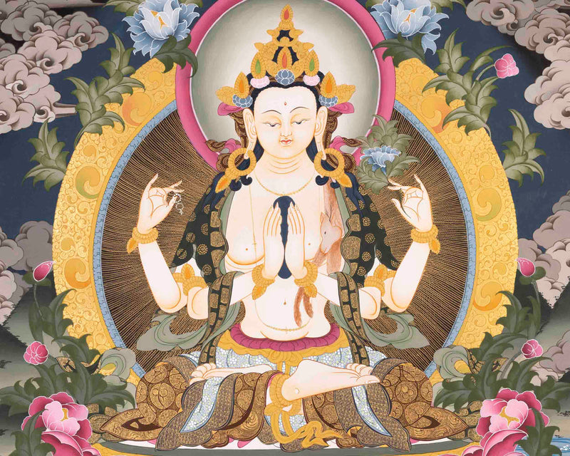 Chenresig Thangka | Avalokiteshvara | Handpainted Religious Art
