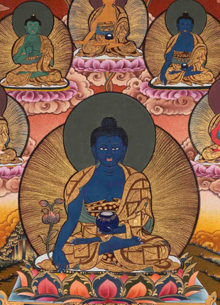 Bhaisajyaguru Thangka | Medicine Buddha | Religious Buddhist Painting