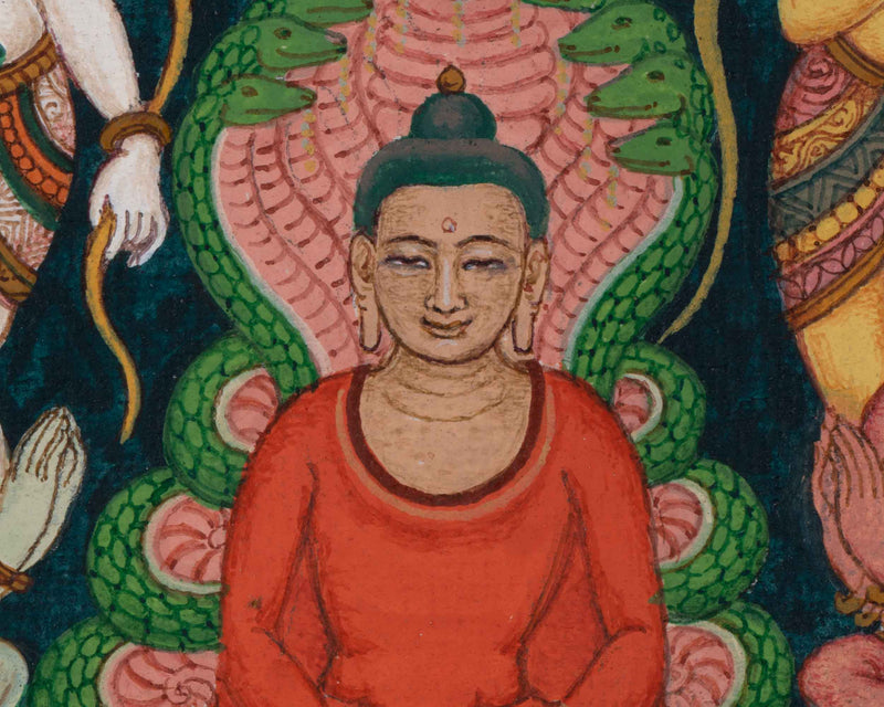 Traditional Tibetan Thangka Print For Shakyamuni Buddha Teachings Practice | Historical Buddha Giclee Print
