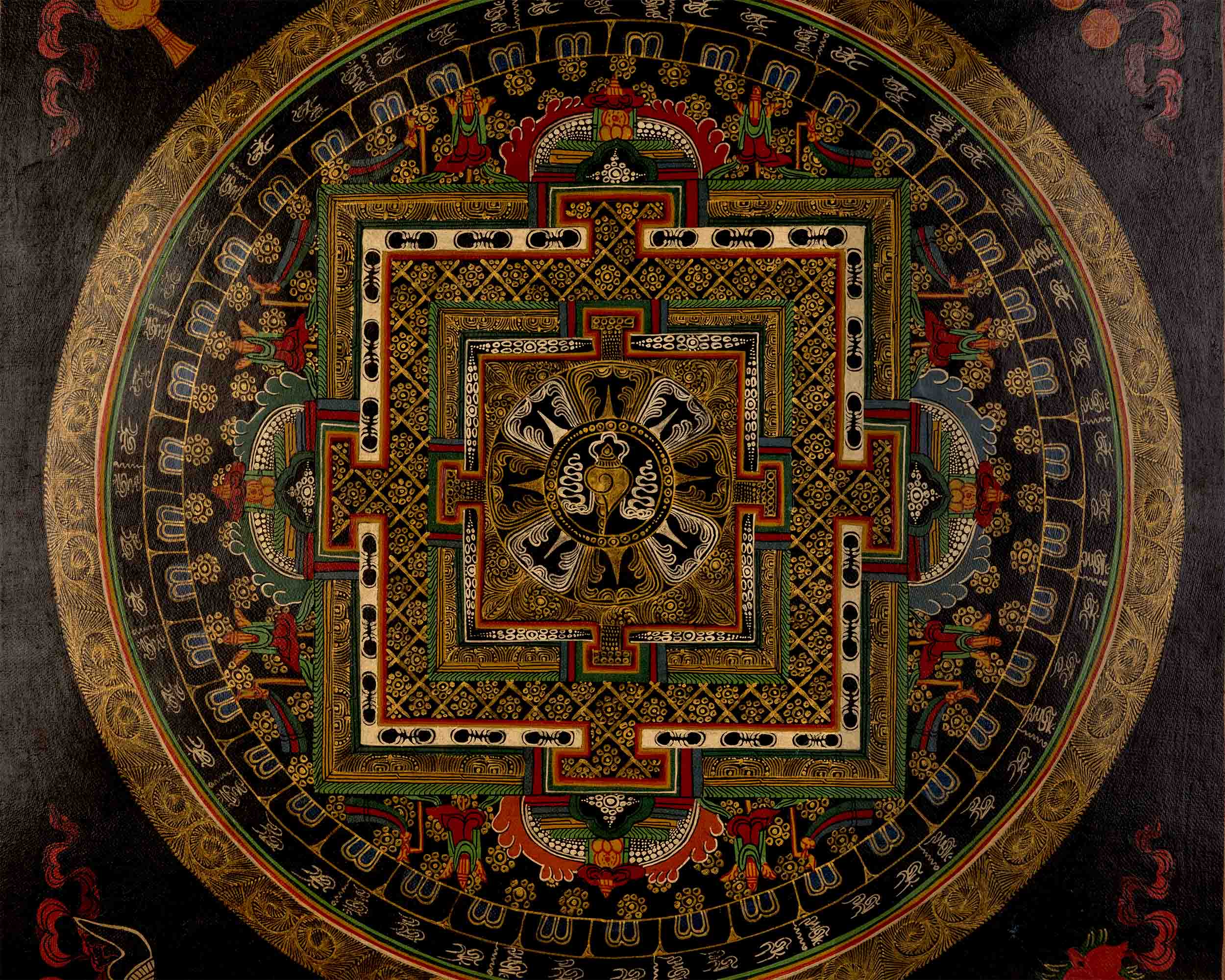 Sankha Mandala Thangka | Hand-Painted Wall Decor Art