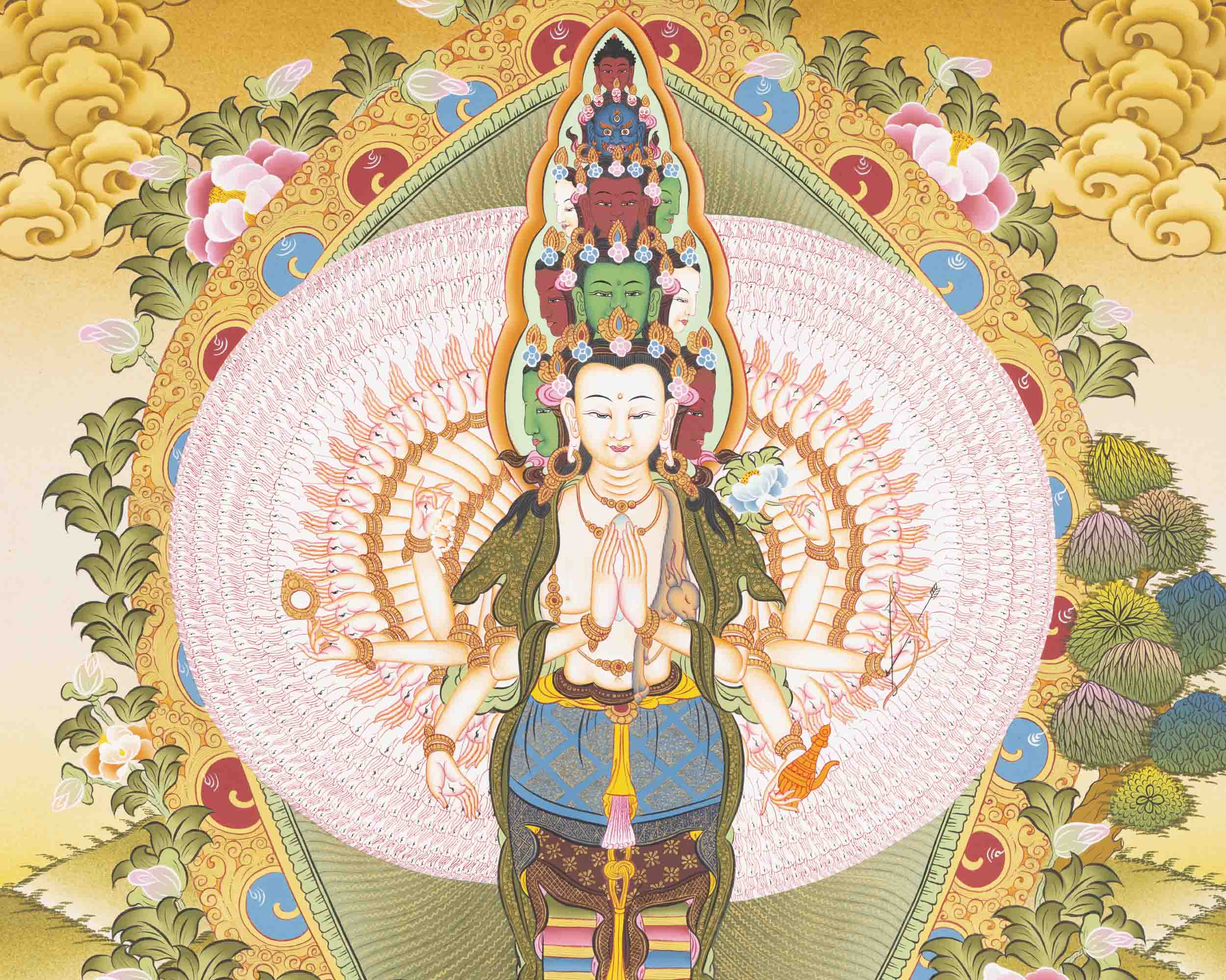 Avalokiteshvara Thangka Art | Religious Painting | Wall Decors