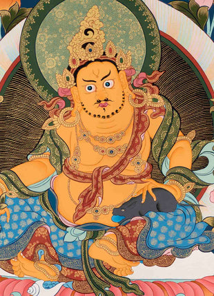 Dzambala Kubera Thangka | Buddhist Wealth Deity | Wall Decors