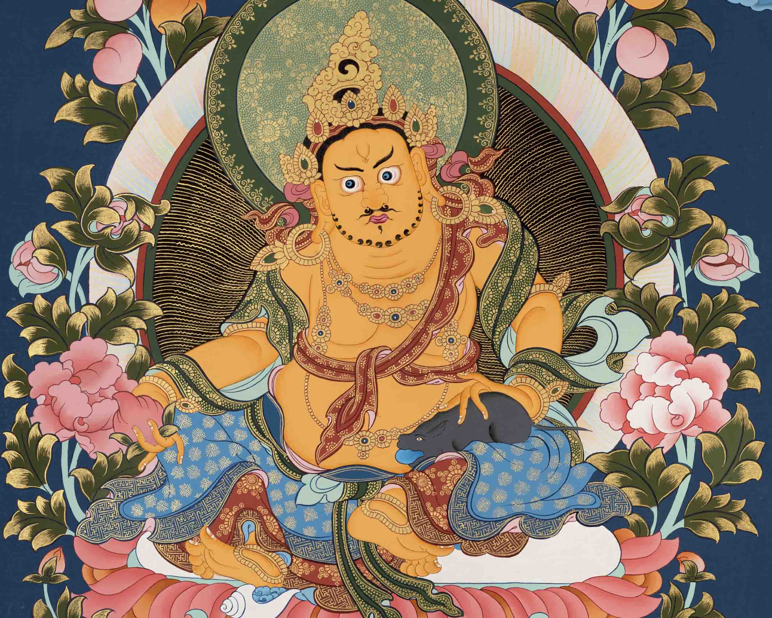 Dzambala Kubera Thangka | Buddhist Wealth Deity | Wall Decors