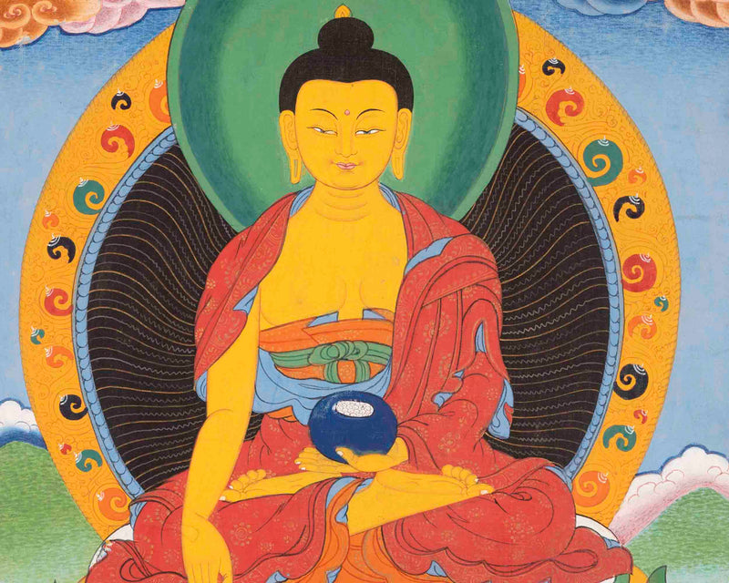 Vintage Shakyamuni Buddha | Traditional Buddhist Thangka | Wall Decors