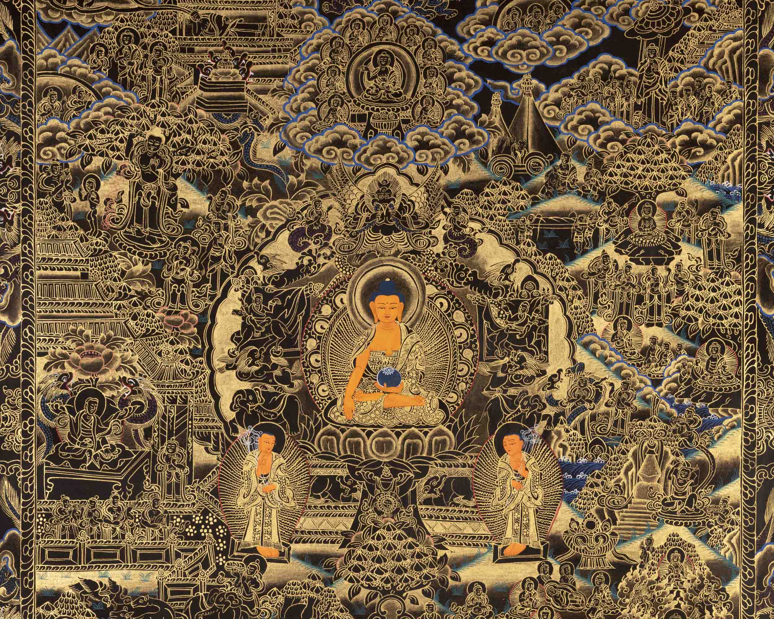 Buddha Life Story | Vintage Thangka Art | Religious Wall Decors
