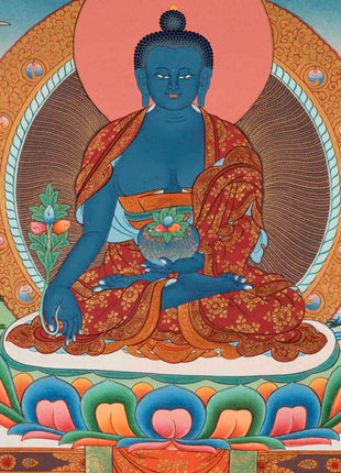 Healing Buddha | Medicine Buddha Thangka | Traditional Buddhist Art