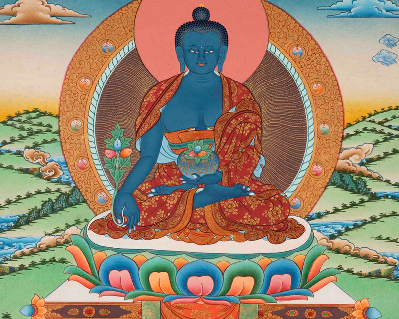 Healing Buddha | Medicine Buddha Thangka | Traditional Buddhist Art