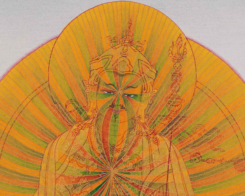 Lotus Master Guru Rainbow Body Thangka | Tibetan Buddhist Master Guru Rinpoche Art