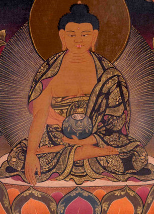 Shakyamuni Buddha Tibetan Thangka | Religious Buddhist Art | Wall Decors