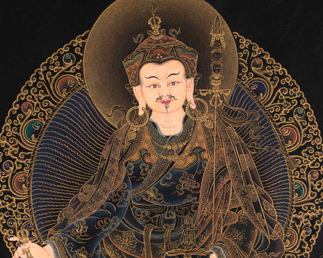 Tibetan Buddhist Master Padmasambhava Thangka | Lotus Born Master Guru Rinpoche Canvas Artwork