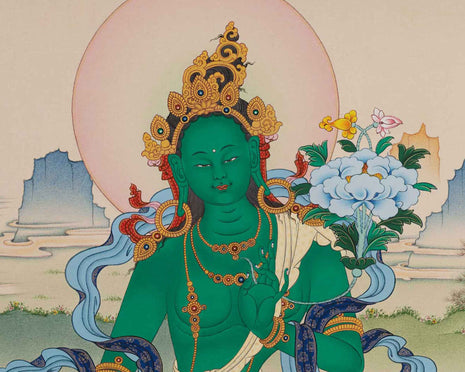 High-Quality Giclee Print Of Tara Mother For Prayer | Significance of Green Tara in Tibetan Buddhism