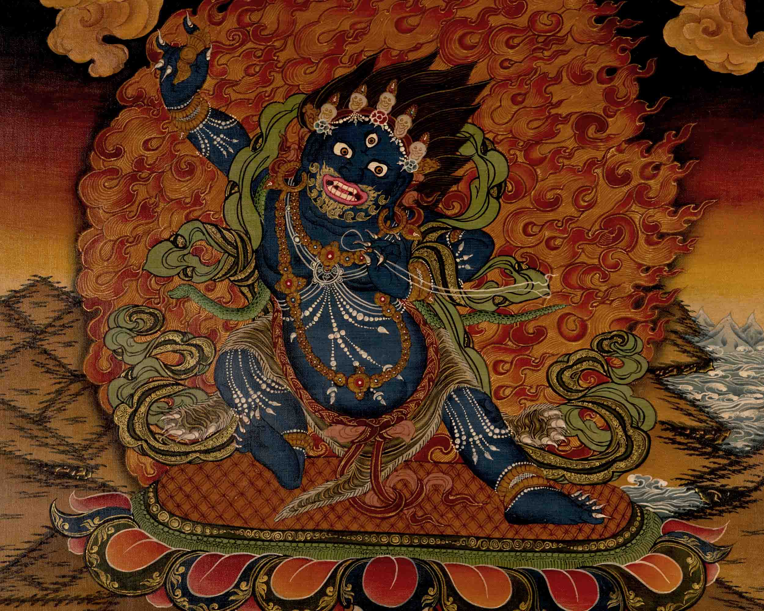 Vajrapani Thangka | Wrathful Bodhisattva | Religious Wall Decors