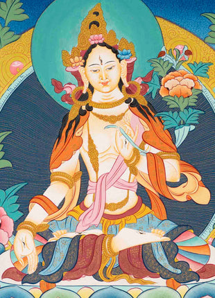 White Tara | Female Bodhisattva Thangka | Religious Buddhist Paint