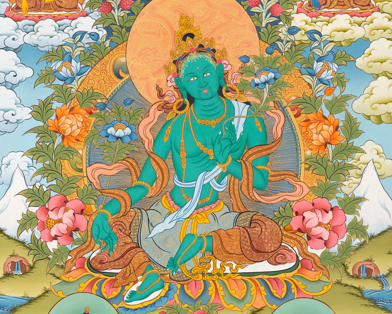Goddess Green Tara Thangka | Spiritual Wall Art