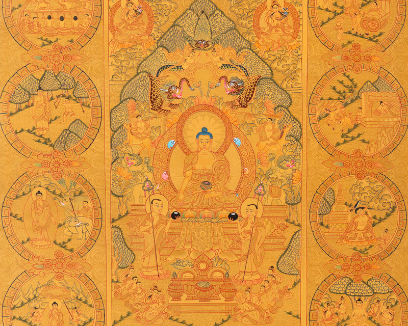 Buddha Life Story | Handpainted Thangka Art | Religious Wall Decor