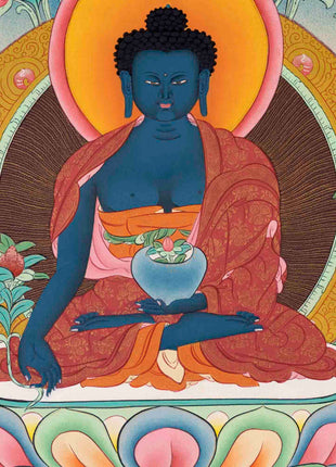 Medicine Buddha Thangka | Handpainted Buddhist Art | Wall Decors