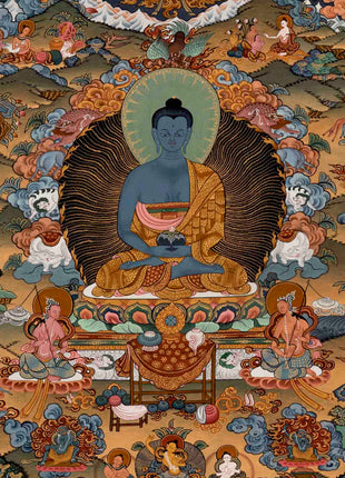 Buddha Life Story | Vintage Tibetan Thangka | Wall Decors