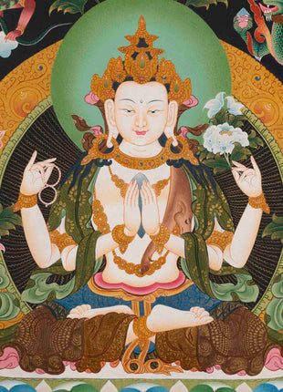 Avalokitesvara Chenresig Thangka | Religious Buddhist Art | Wall Decor