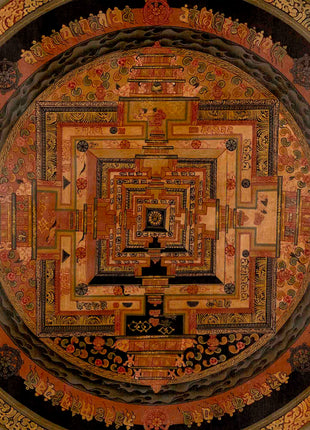 Oil Varnished Kalachakra Mandala | Tibetan Thangka Painting