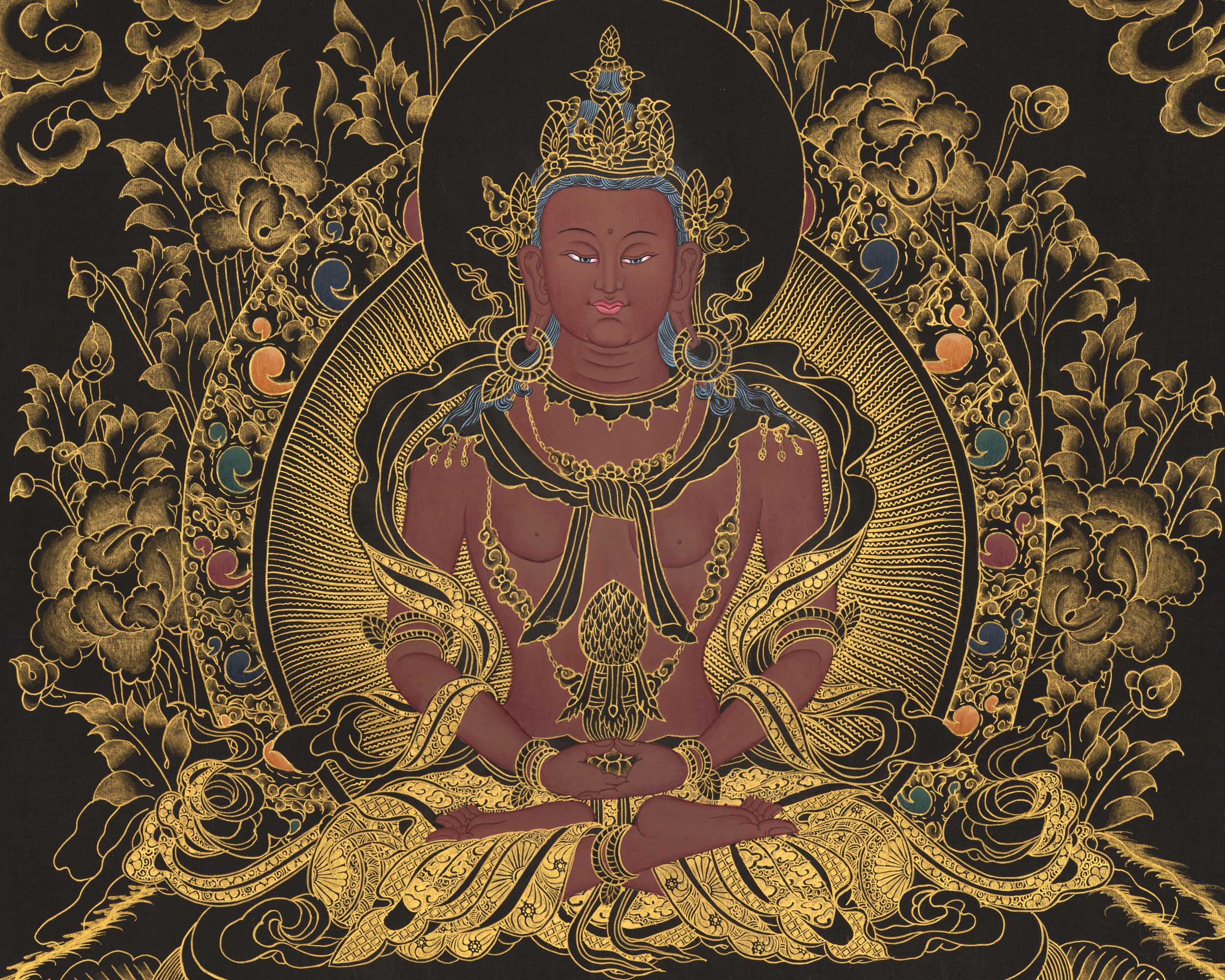 Amitayus Buddha Thangka | Religious Handpainted Art | Gift for Buddhist