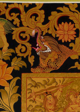 Gold Green Tara Thangka | Religious Buddhist Painting | Wall Decors