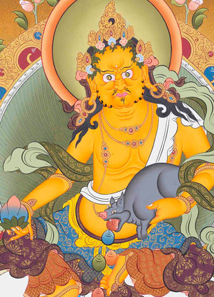 Dzambala Kubera Thangka | Religious Buddhist Art | Wall Decors