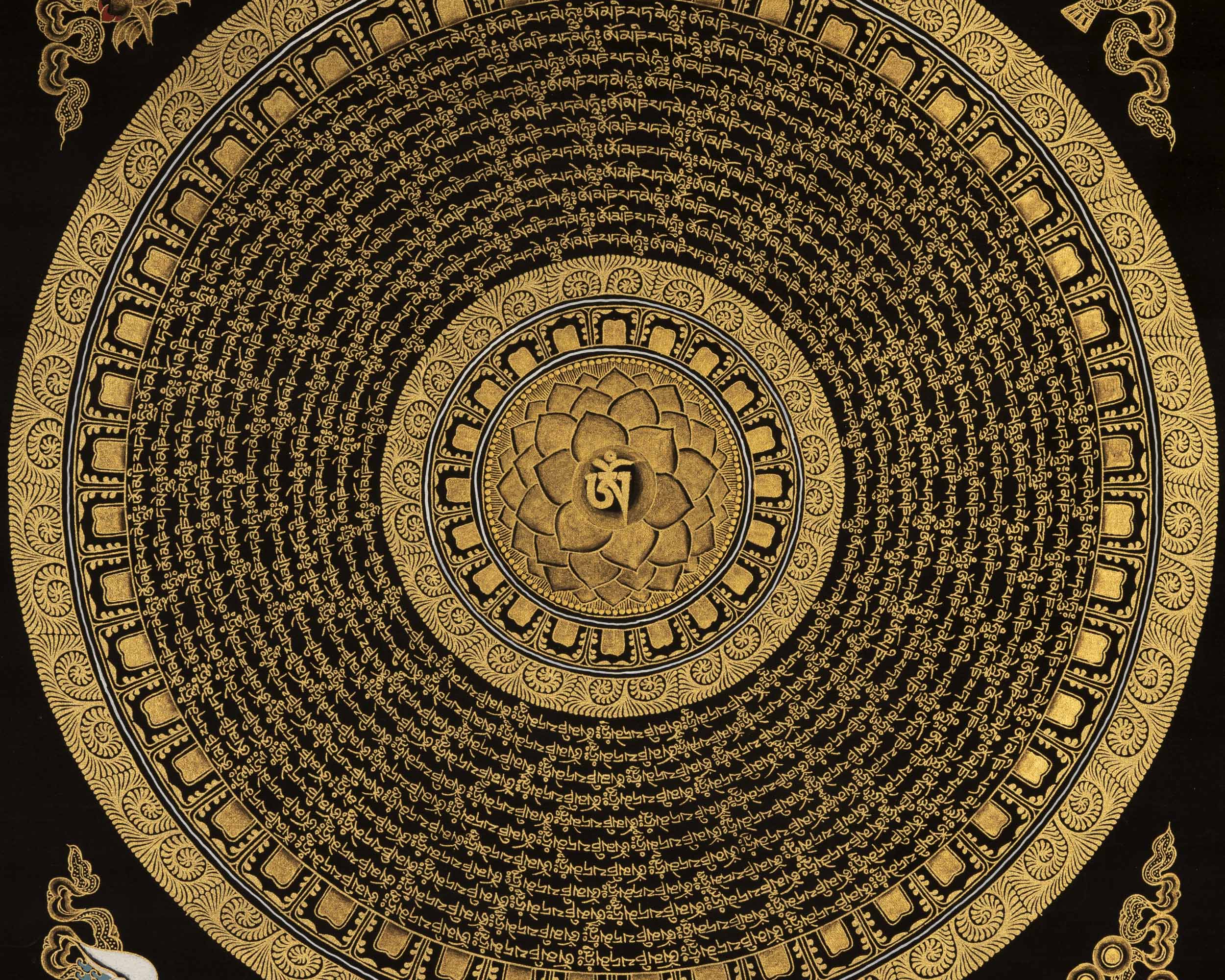 Om Mantra Thangka | Buddhist Traditional Painting | Wall Decoration