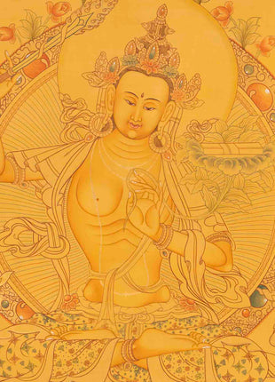 Original Manjushree Thangka | Full 24K Gold Style | Religious Wall Decors