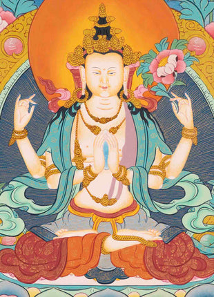 Avalokiteshvara Chengrezig Thangka |  Buddhist Gift Ideas