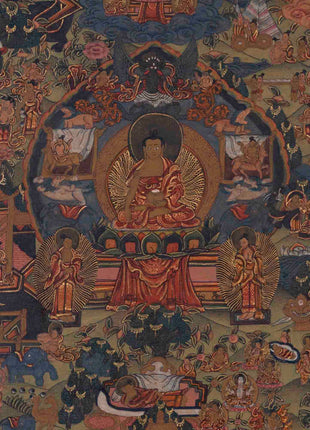 Life Of Shakyamuni Buddha | Traditional Tibetan Thangka | Wall Decors
