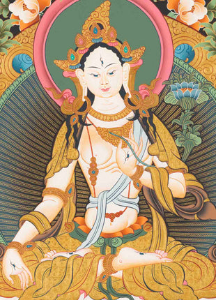 Female Bodhisattva Art | White Tara Thangka | Wall Decors